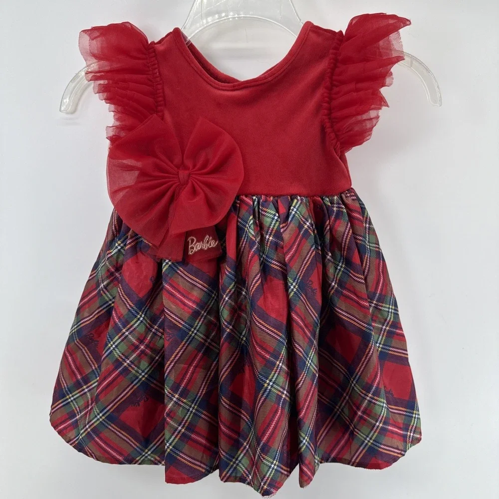Barbie Tartan‎ And Velvet Holiday Dress 2T Ruffle